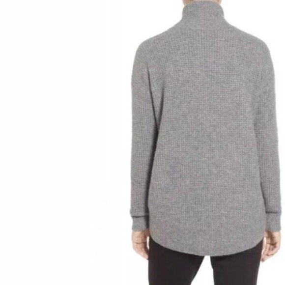 Madewell Gray Waffle Knit Mock Neck Alpaca Wool Sweater - Picture 2 of 9